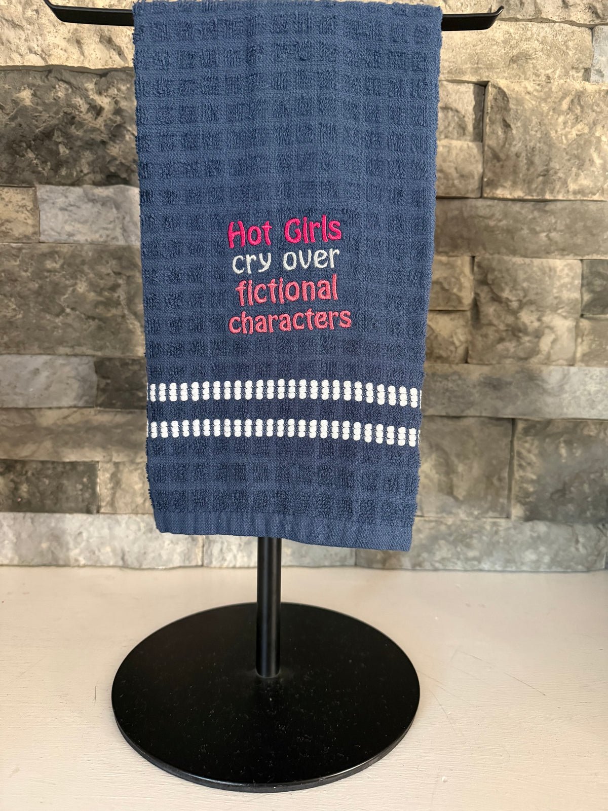 Hot Girls Cry over Fictional Characters - Literature Lover Embroidered Towel