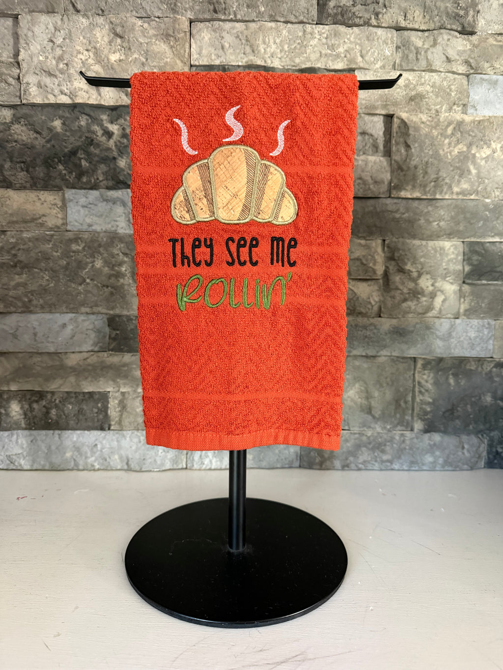 They see me Rollin’ - Funny Towel - Embroidered Towel - Holiday Towel