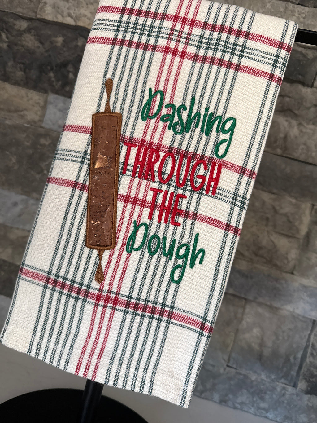 Dashing Through the Dough Embroidered Towel
