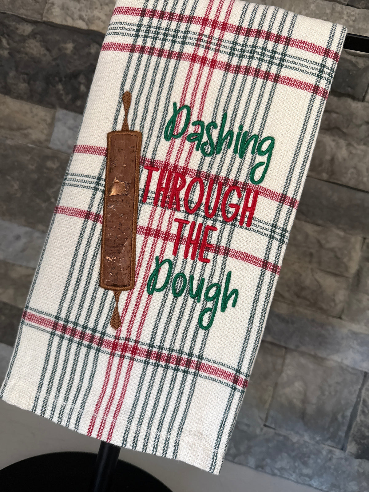 Dashing Through the Dough Embroidered Towel