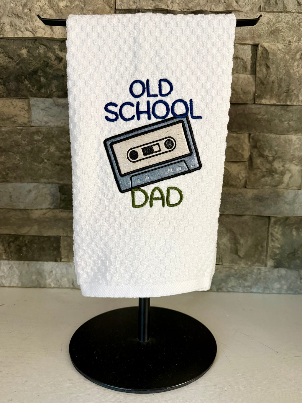 Old School Dad - Cassette Tape - Embroidered Towel