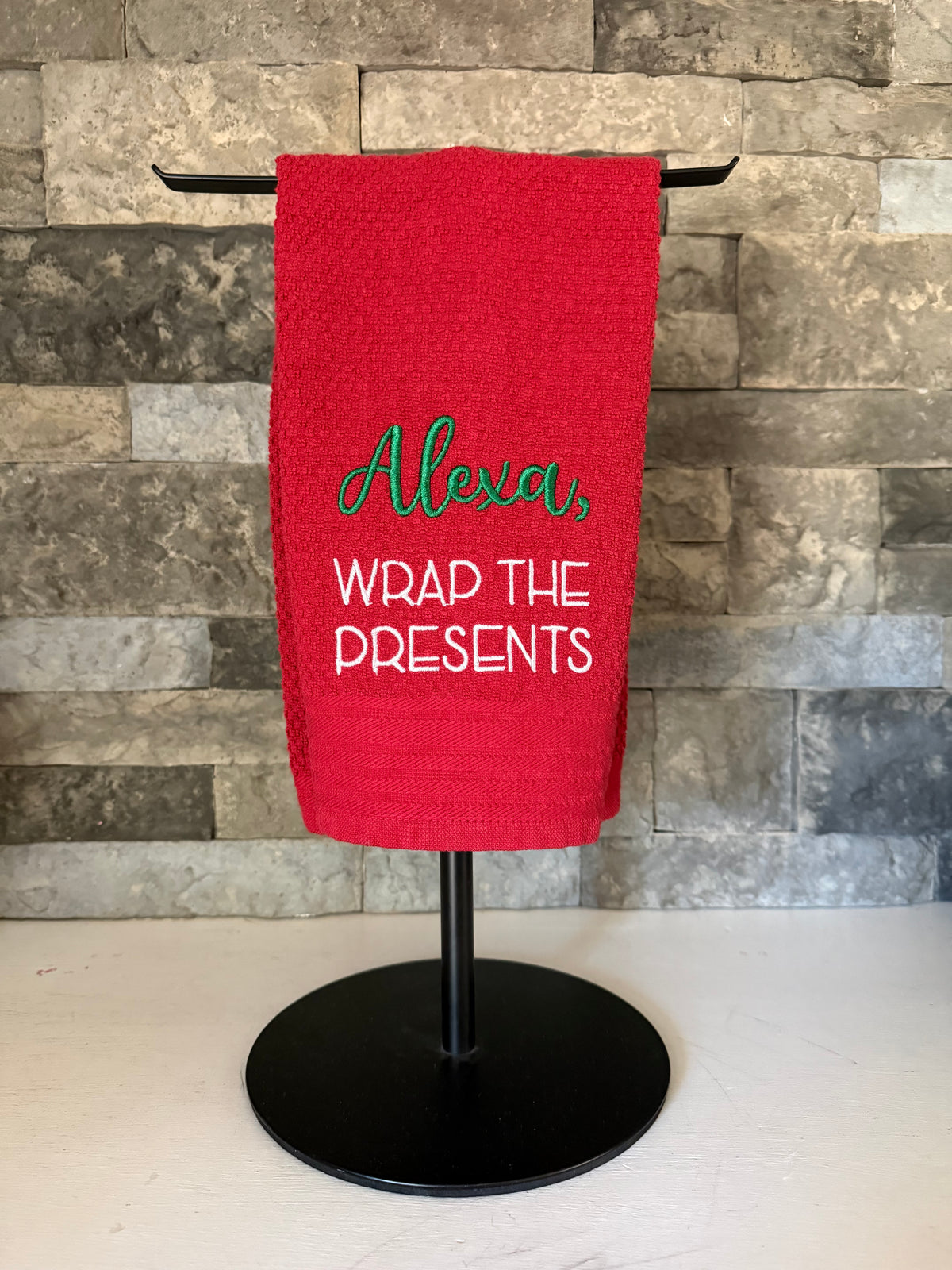 Alexa, Wrap the Presents - Funny Towel - Embroidered Towel