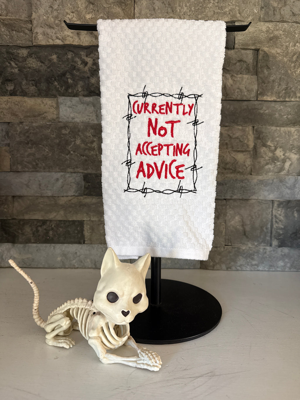 Currently Not Accepting Advice Embroidered Towel