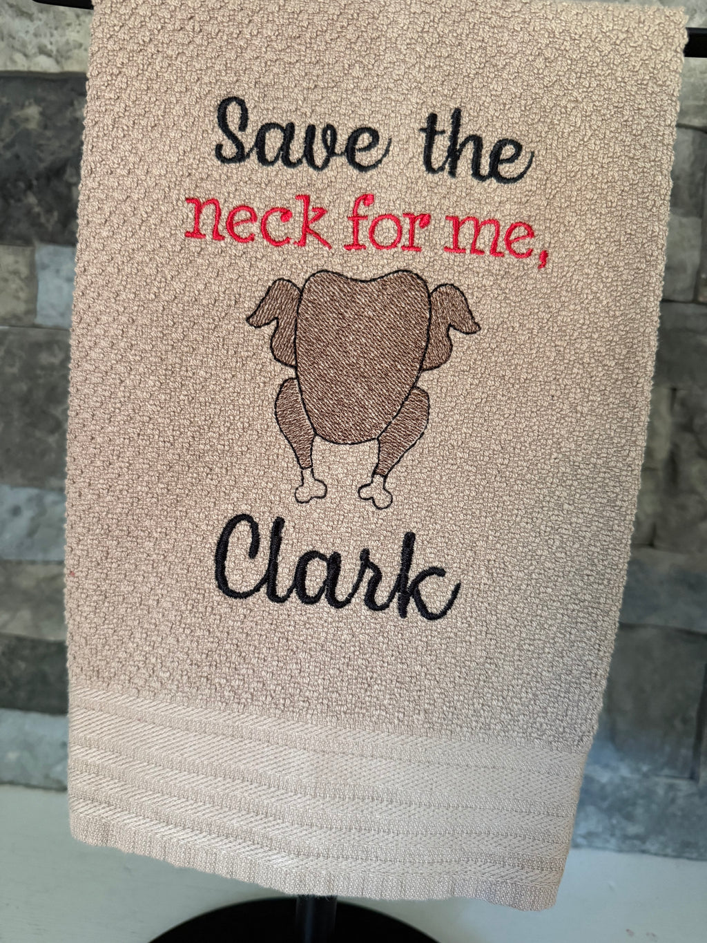 Christmas Movie - Save the Neck for Me, Clark -  Embroidered Towel
