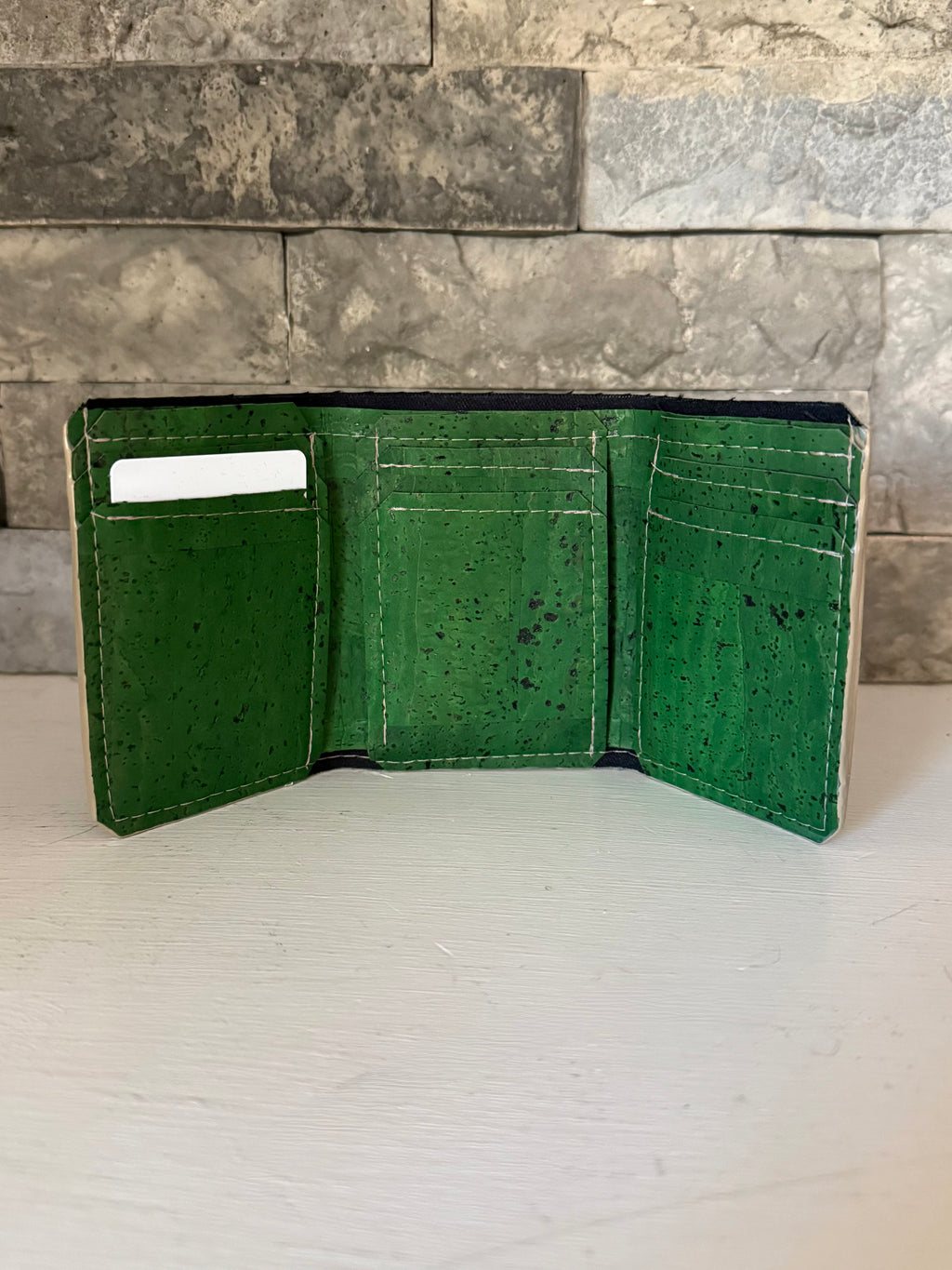 Green Cork Trifold Wallet