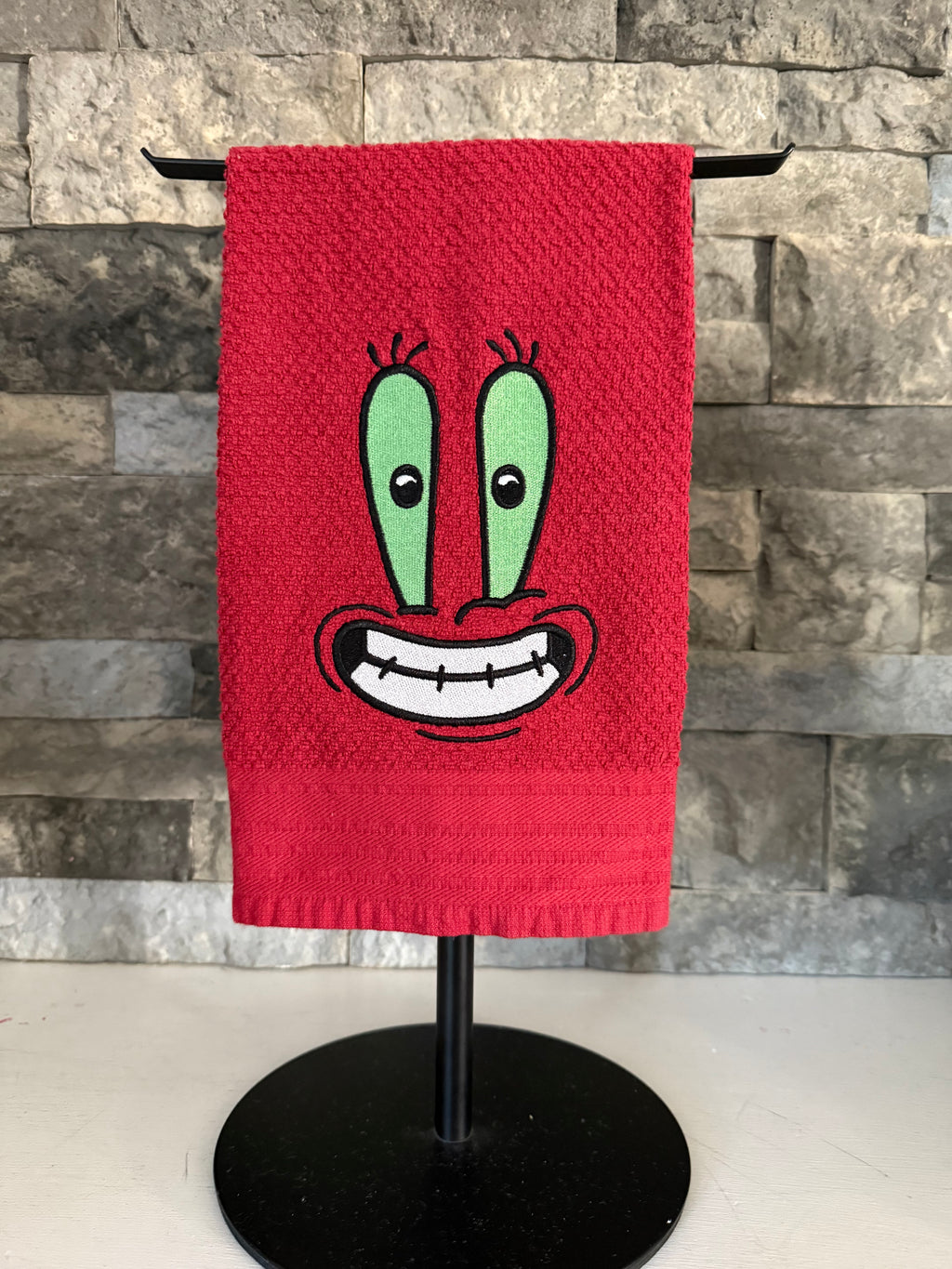 Crab Character Embroidered Towel