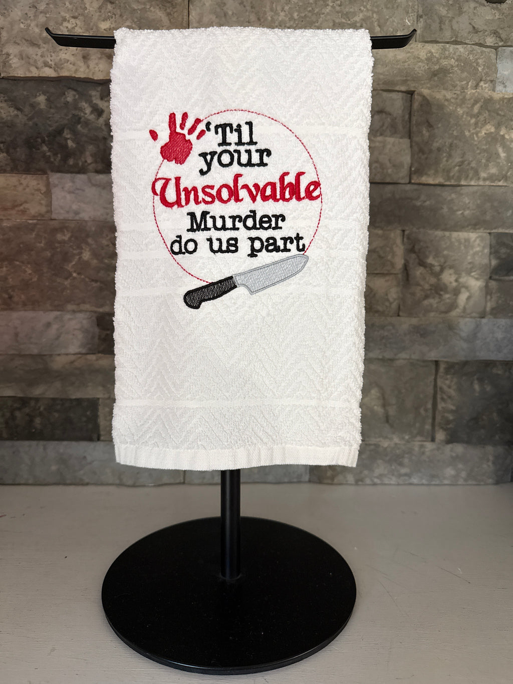 Unsolvable Murder Embroidered Towel