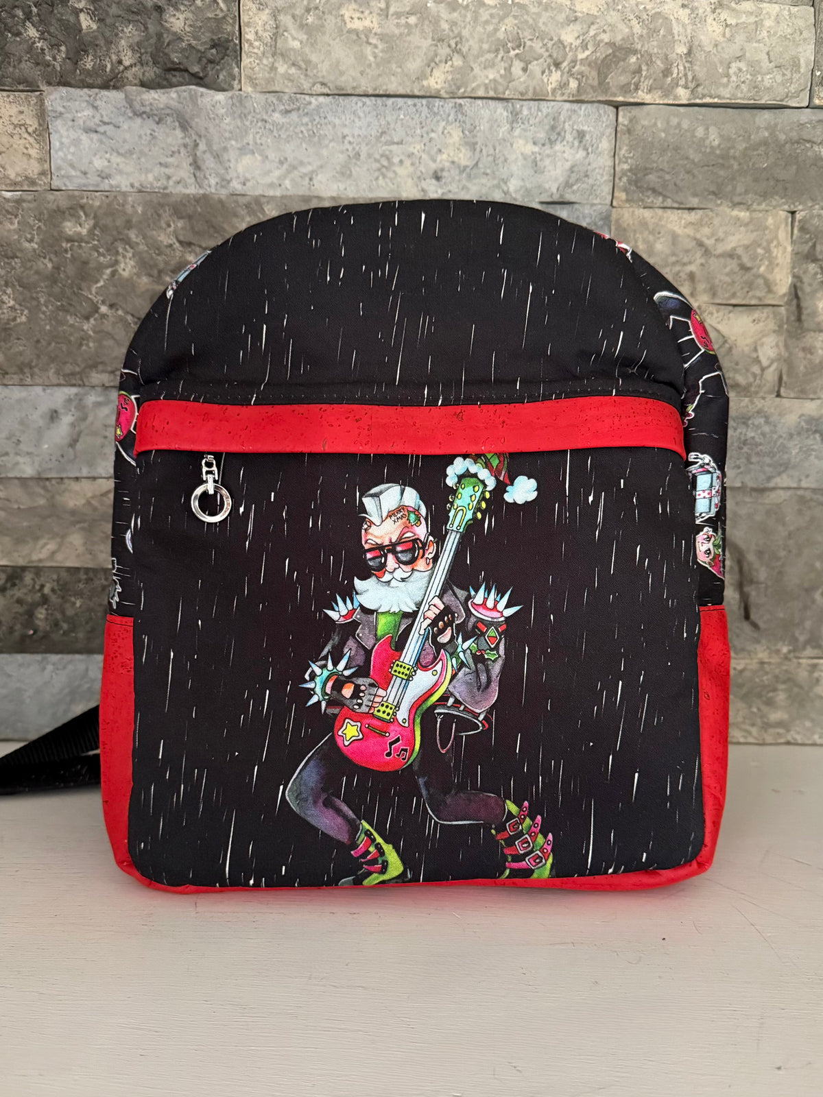 Christmas Mini Backpack Bag - Rock ‘n Roll Santa