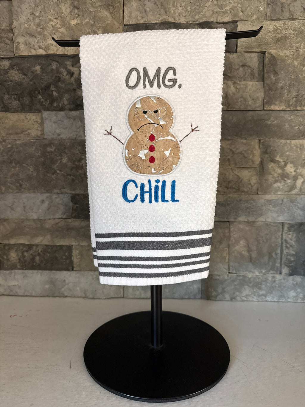 Snowman OMG Chill - Embroidered Towel