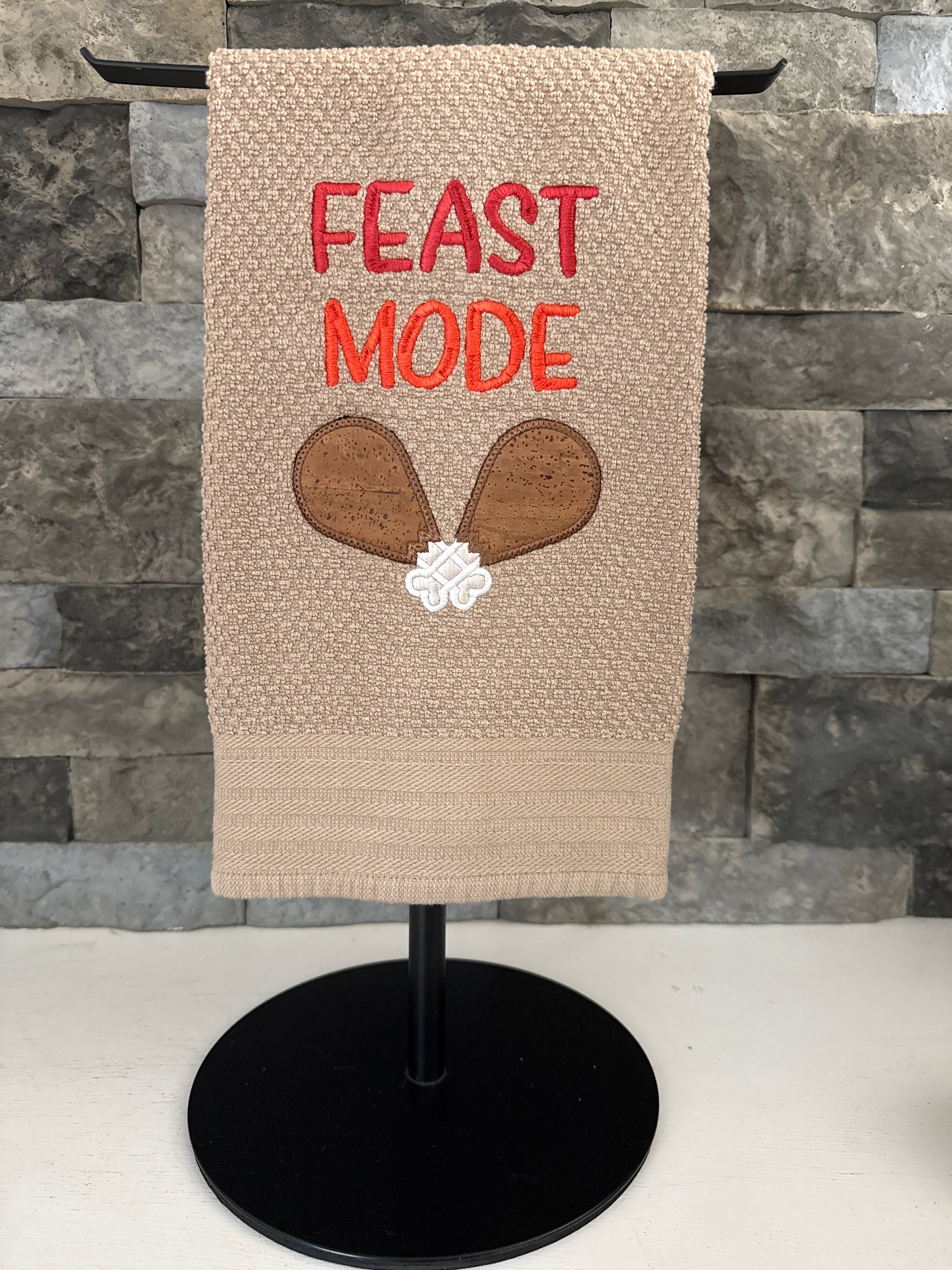 Feast Mode - Thanksgiving Towel - Turkey Legs Embroidered Towel
