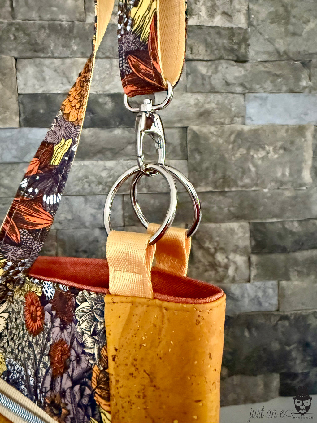 Autumn Floral Canvas and Cork Hobo Style Bag