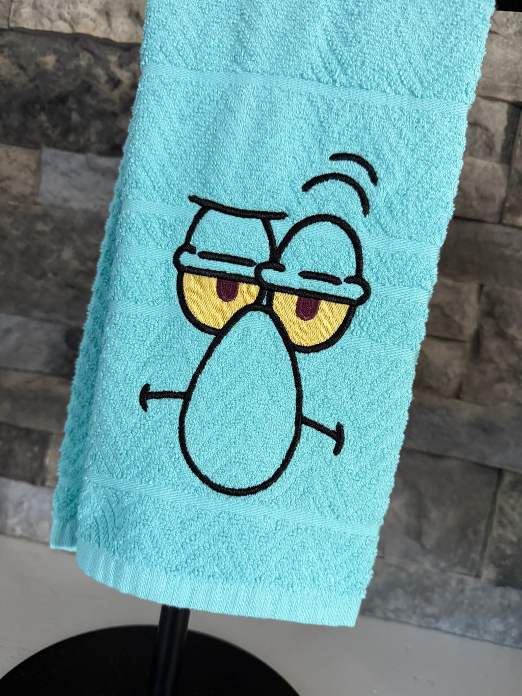 Squid Character Embroidered Towel