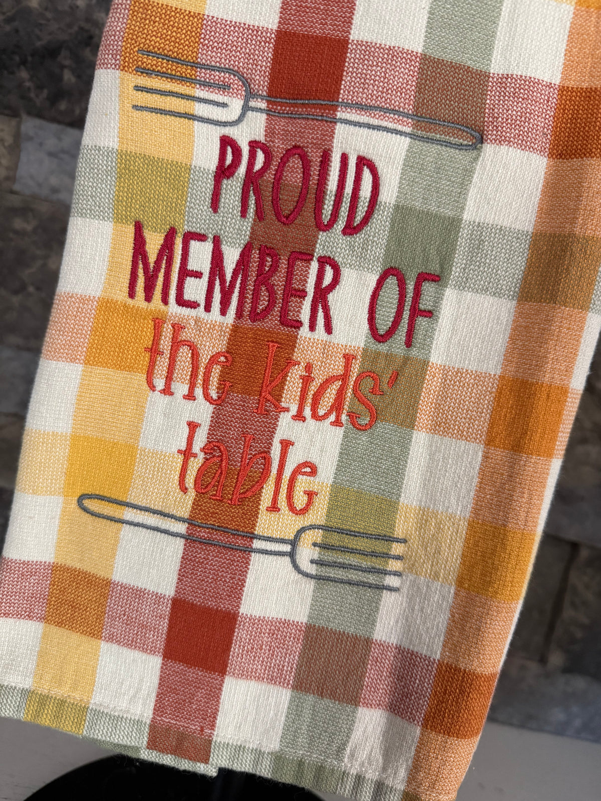 Proud Member of the Kids' Table Embroidered Towel - Holiday Family Towel