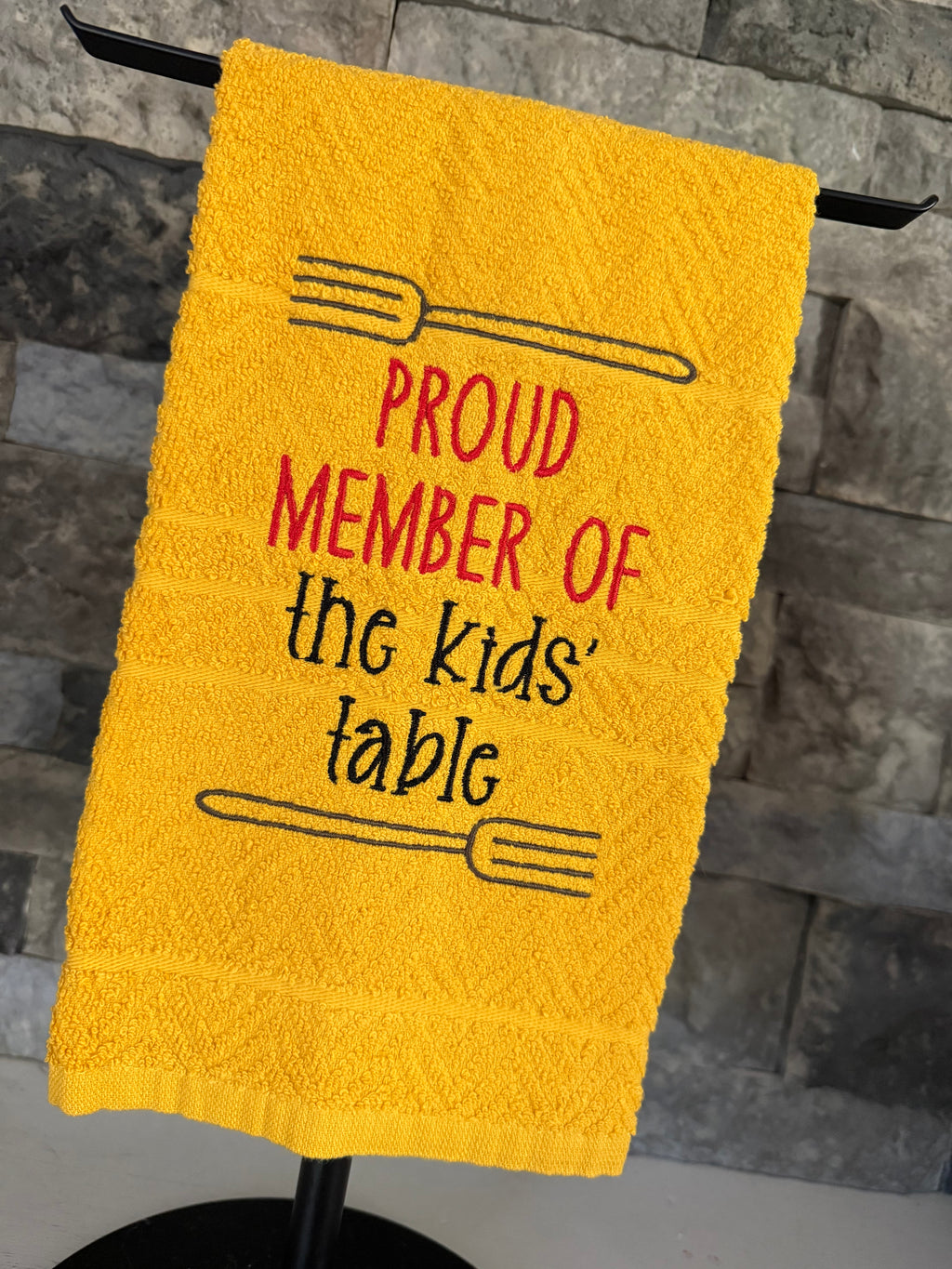 Proud Member of the Kids' Table Embroidered Towel - Holiday Family Towel