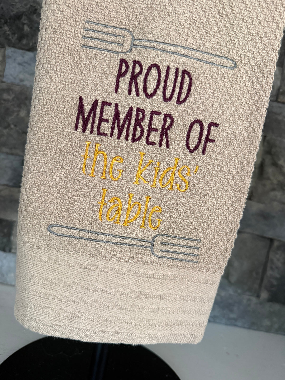 Proud Member of the Kids' Table Embroidered Towel - Holiday Family Towel