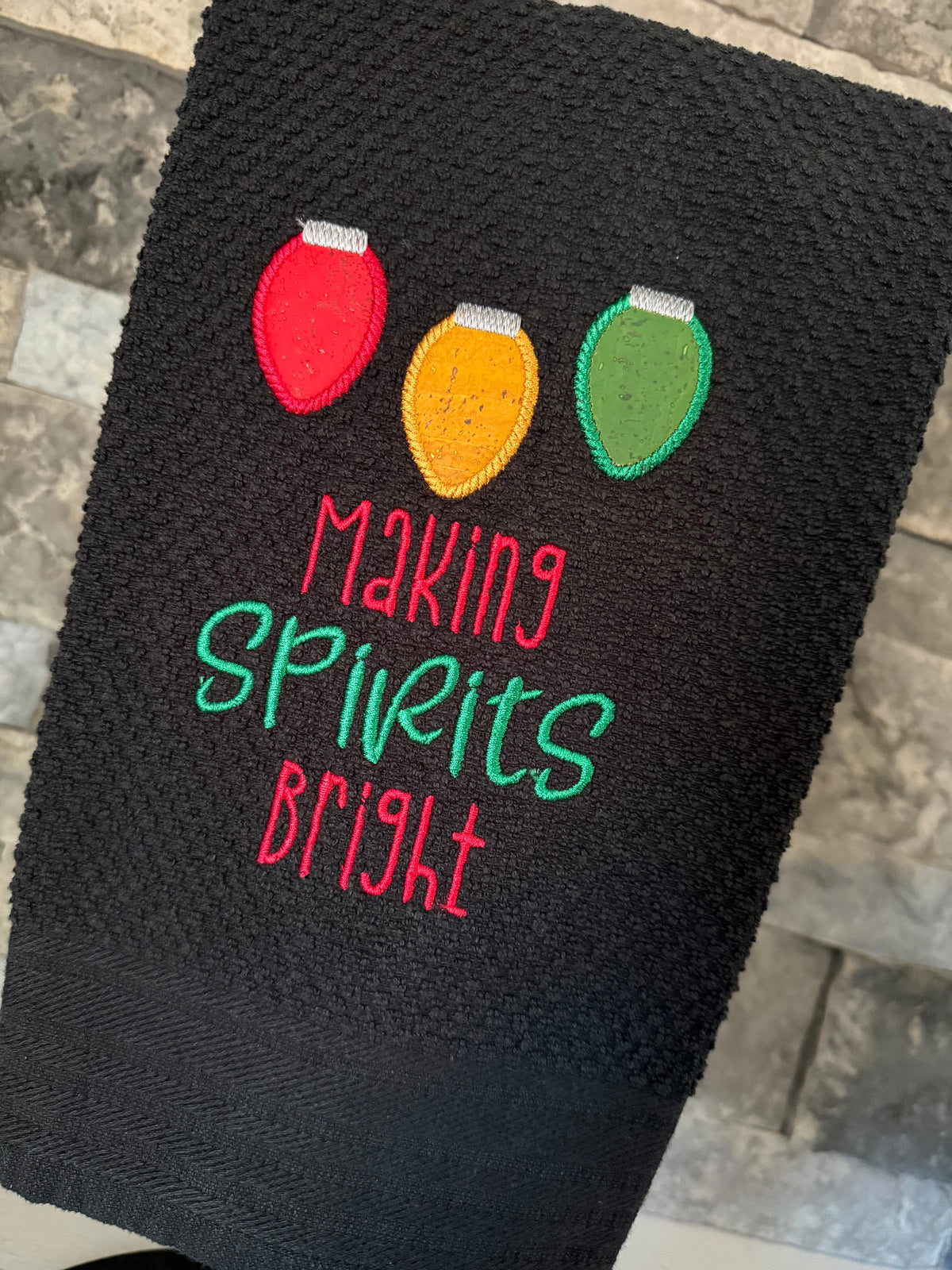 Making Spirits Bright Embroidered Towel