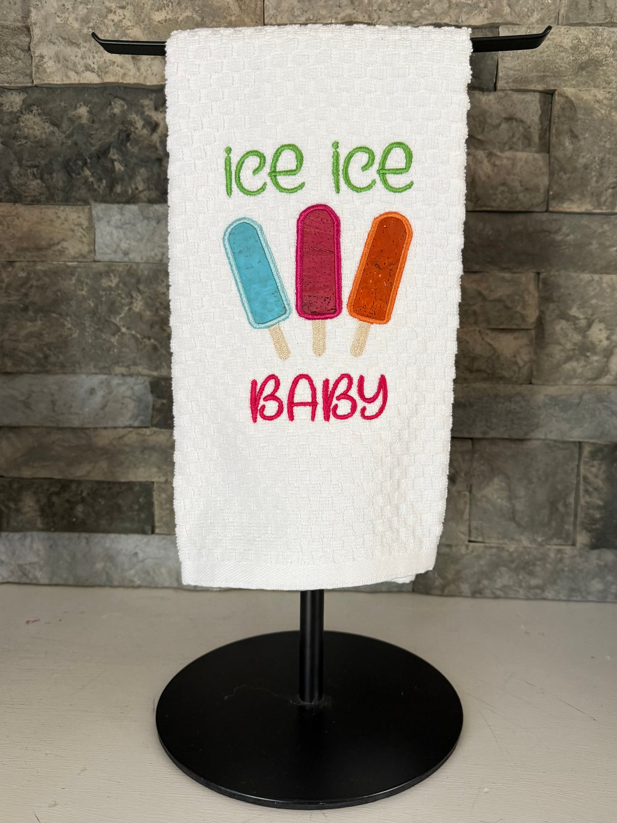 Ice, Ice, Baby - Popsicle Embroidered Towel