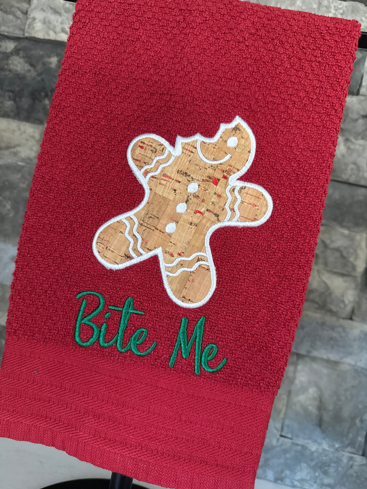 Bite Me - Gingerbread Man Embroidered Towel