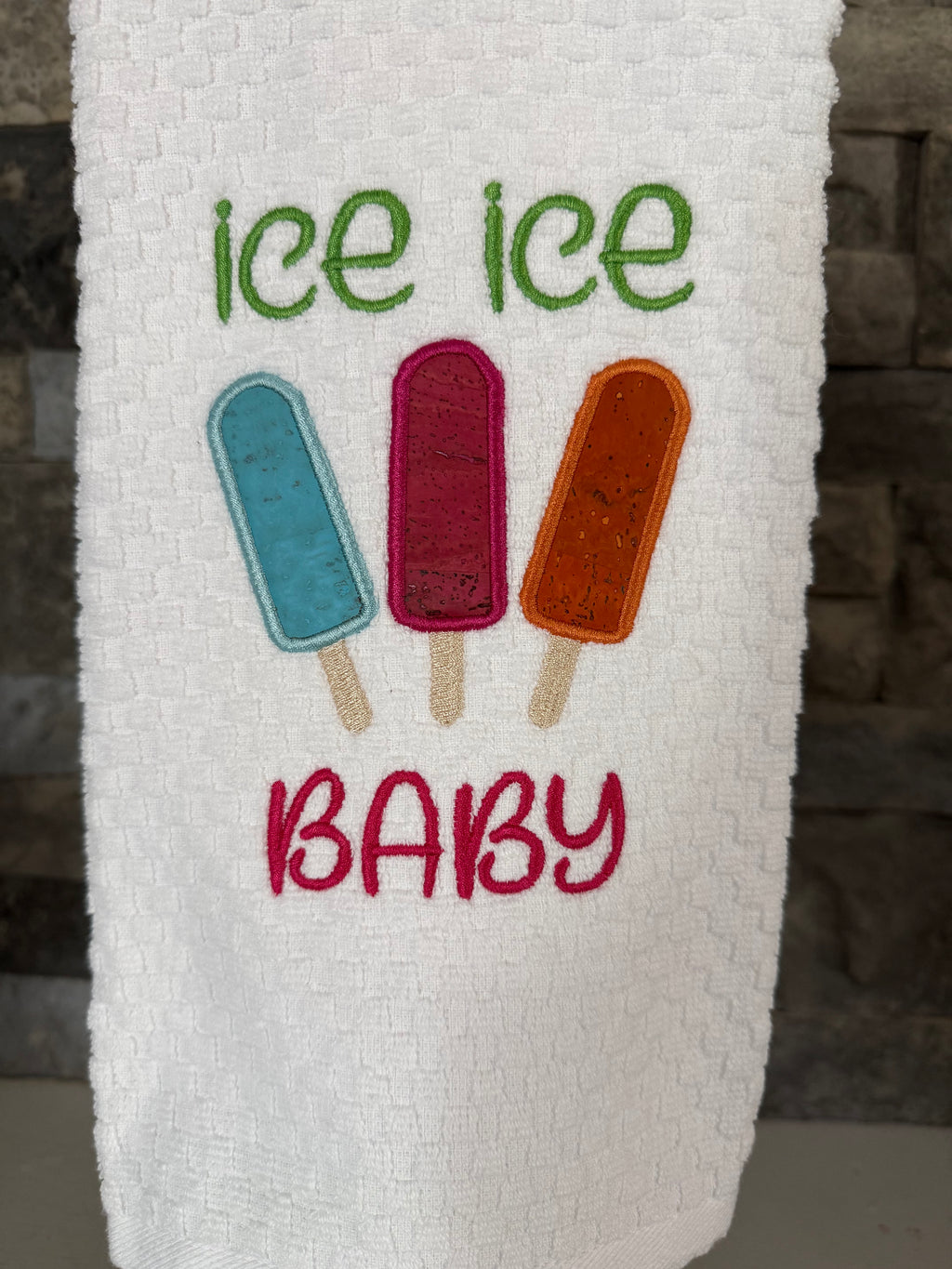 Ice, Ice, Baby - Popsicle Embroidered Towel