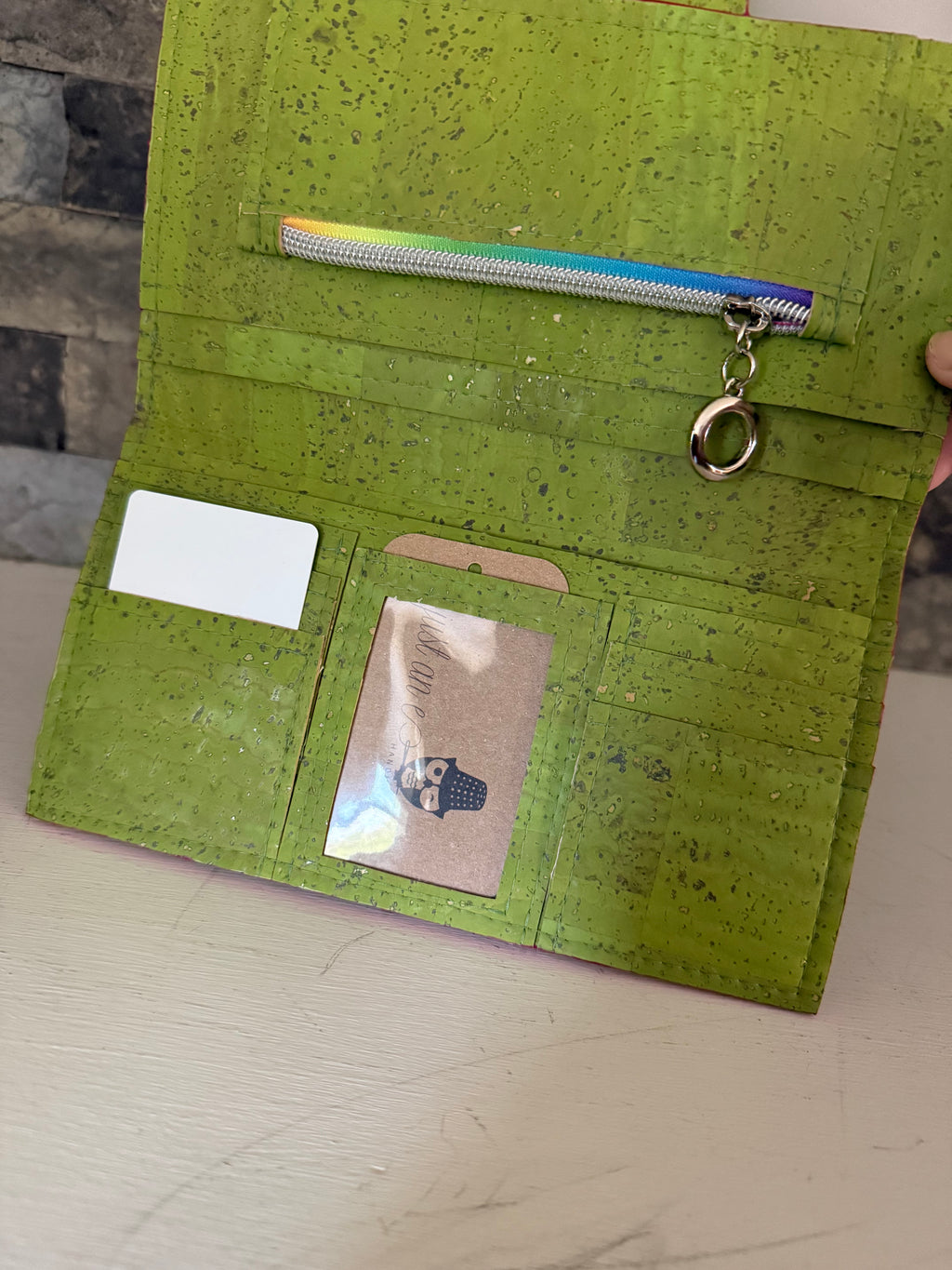 Lime Green Cork Clarity Wallet