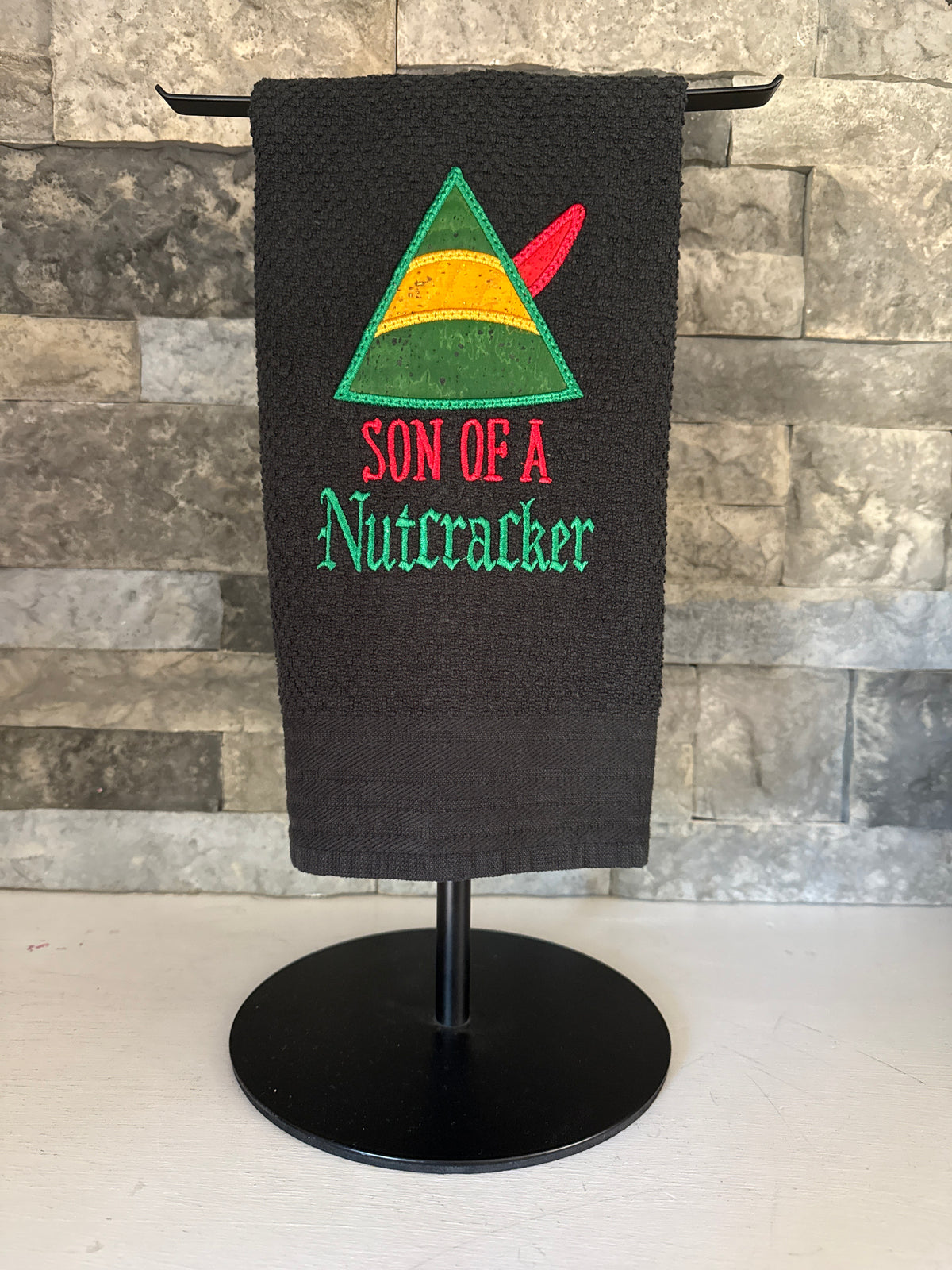 Son of a Nutcracker Towel - Embroidered Towel - Elf Hat