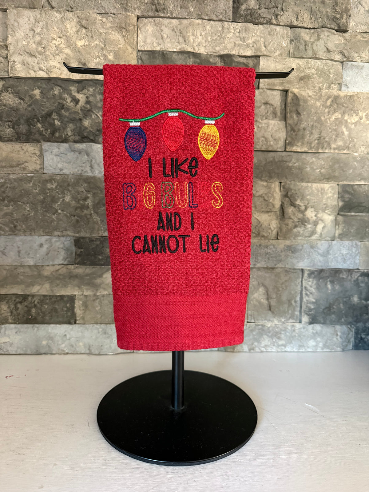 I Like Big Bulbs Embroidered Towel