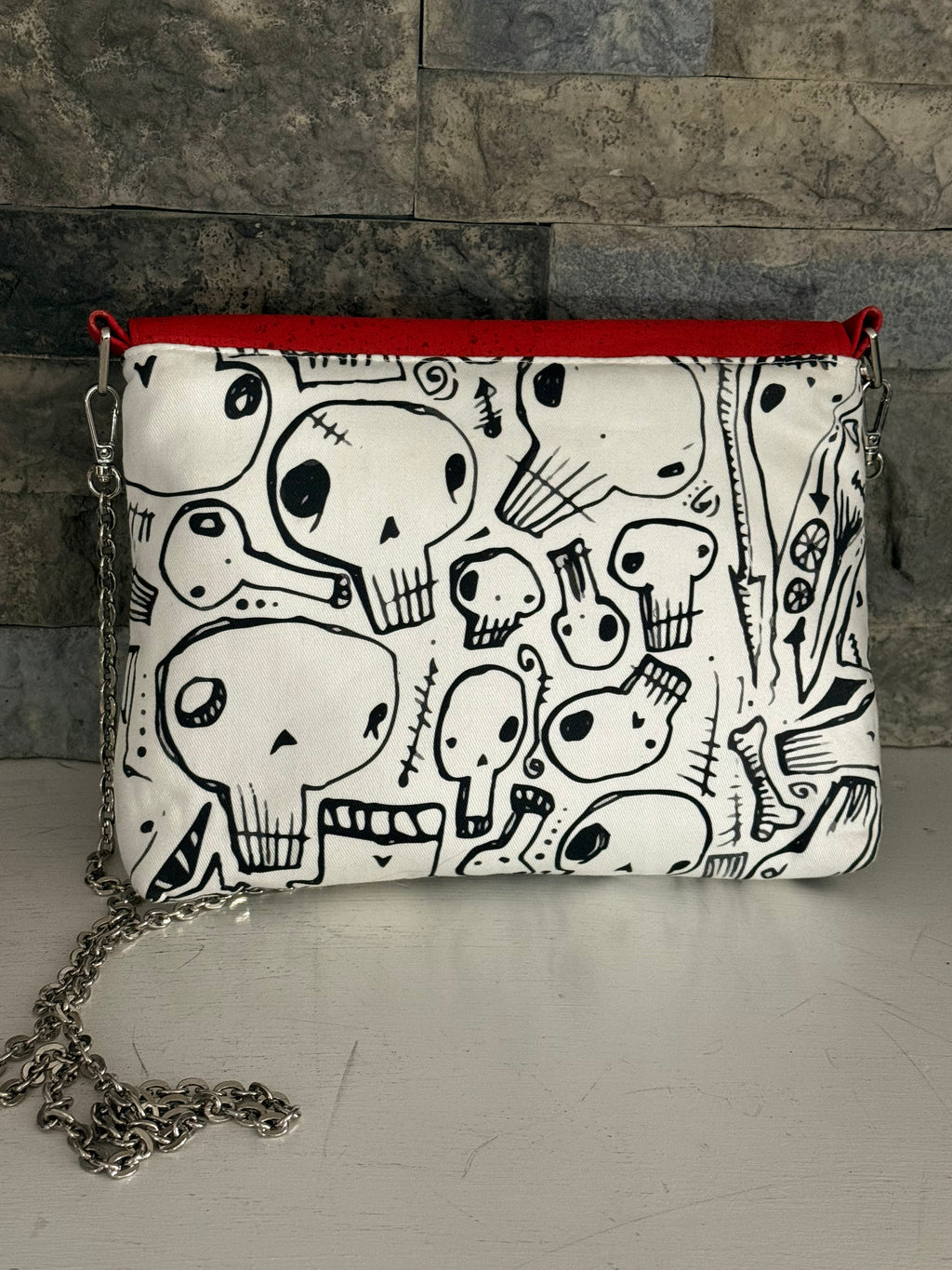 The Rots Skull Print Bag - Cork and Cotton Shoulder Bag