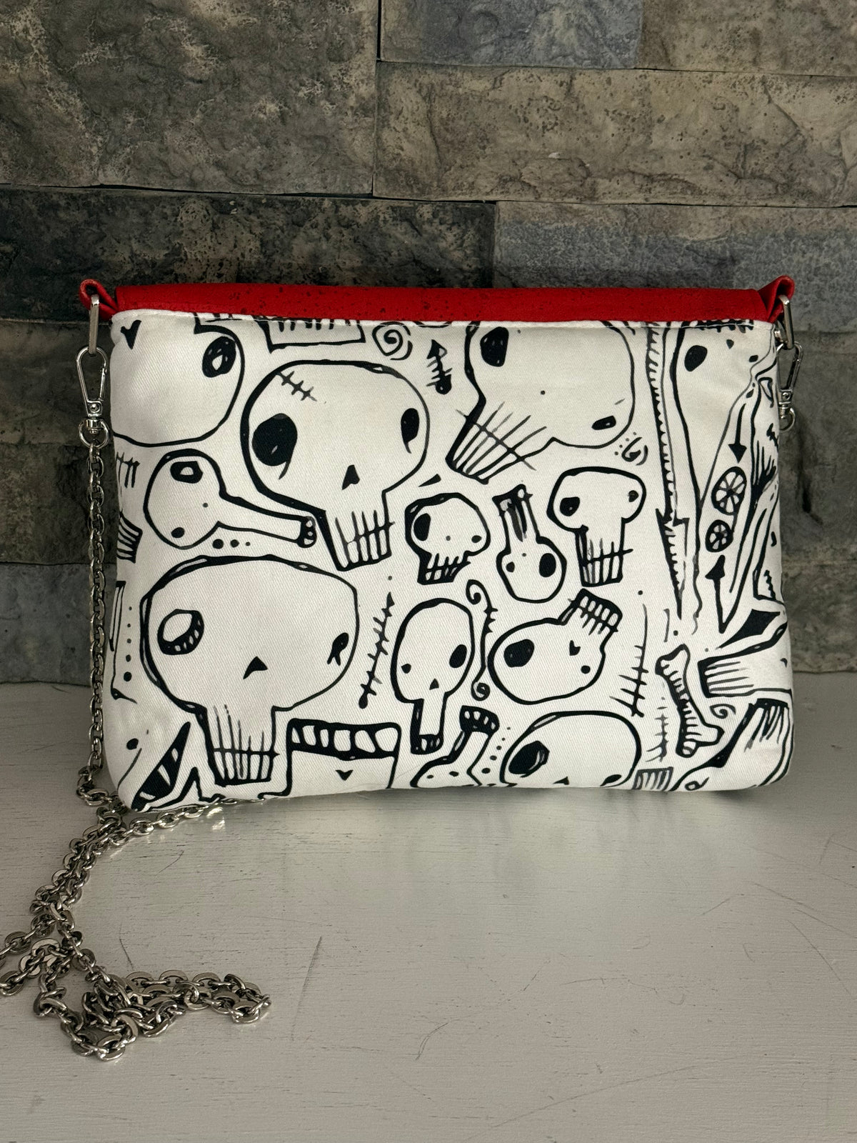 The Rots Skull Print Bag - Cork and Cotton Shoulder Bag