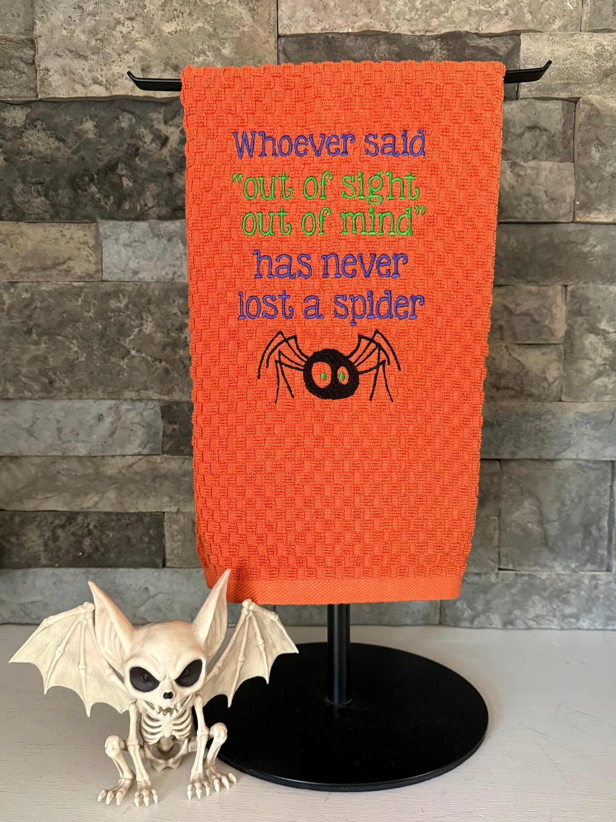 Out of Sight Spider Embroidered Towel