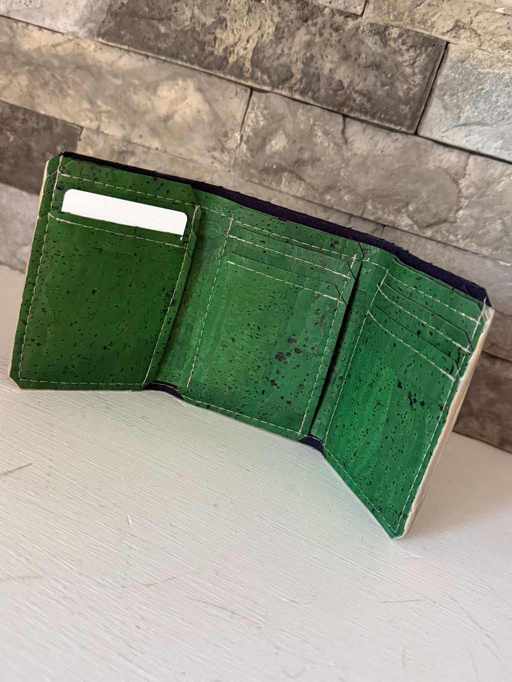 Green Cork Trifold Wallet