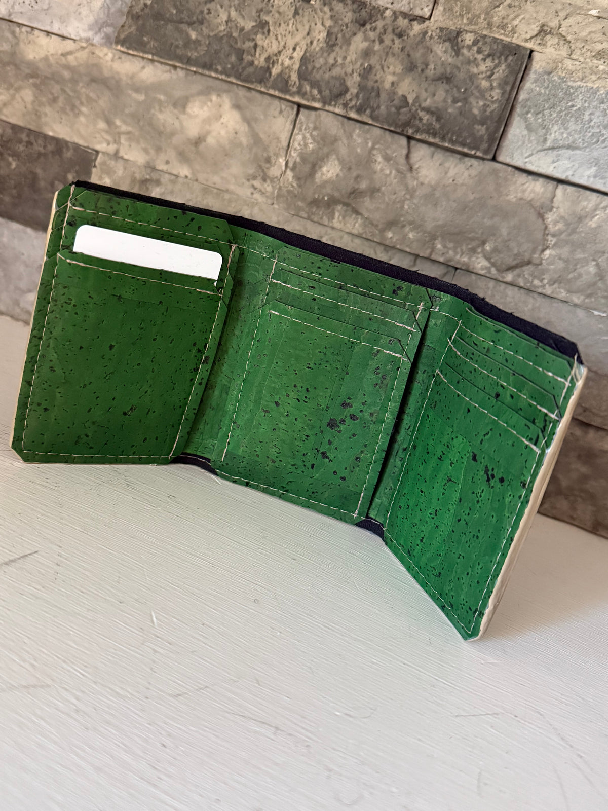Green Cork Trifold Wallet