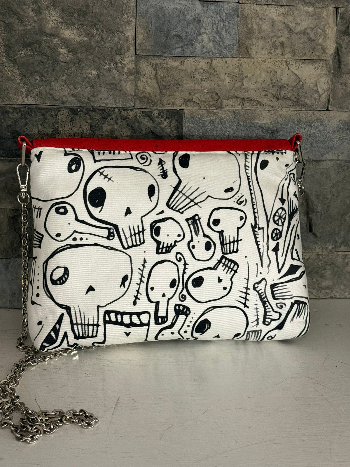 The Rots Skull Print Bag - Cork and Cotton Shoulder Bag