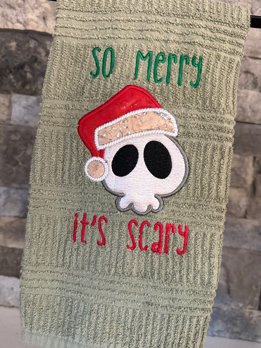So Merry It's Scary Embroidered Towel
