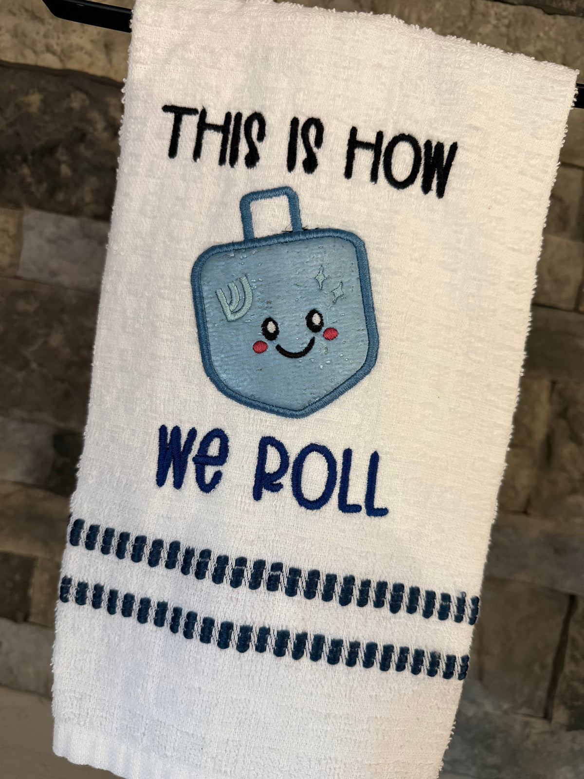 This is How We Roll Dreidel Embroidered Towel