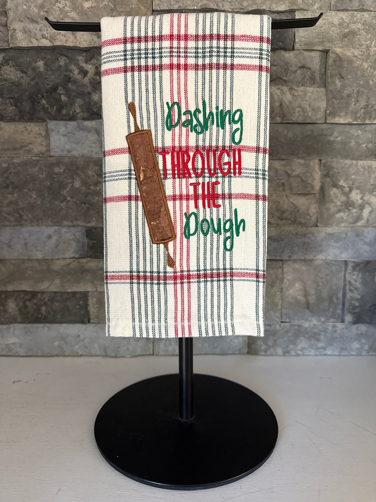Dashing Through the Dough Embroidered Towel