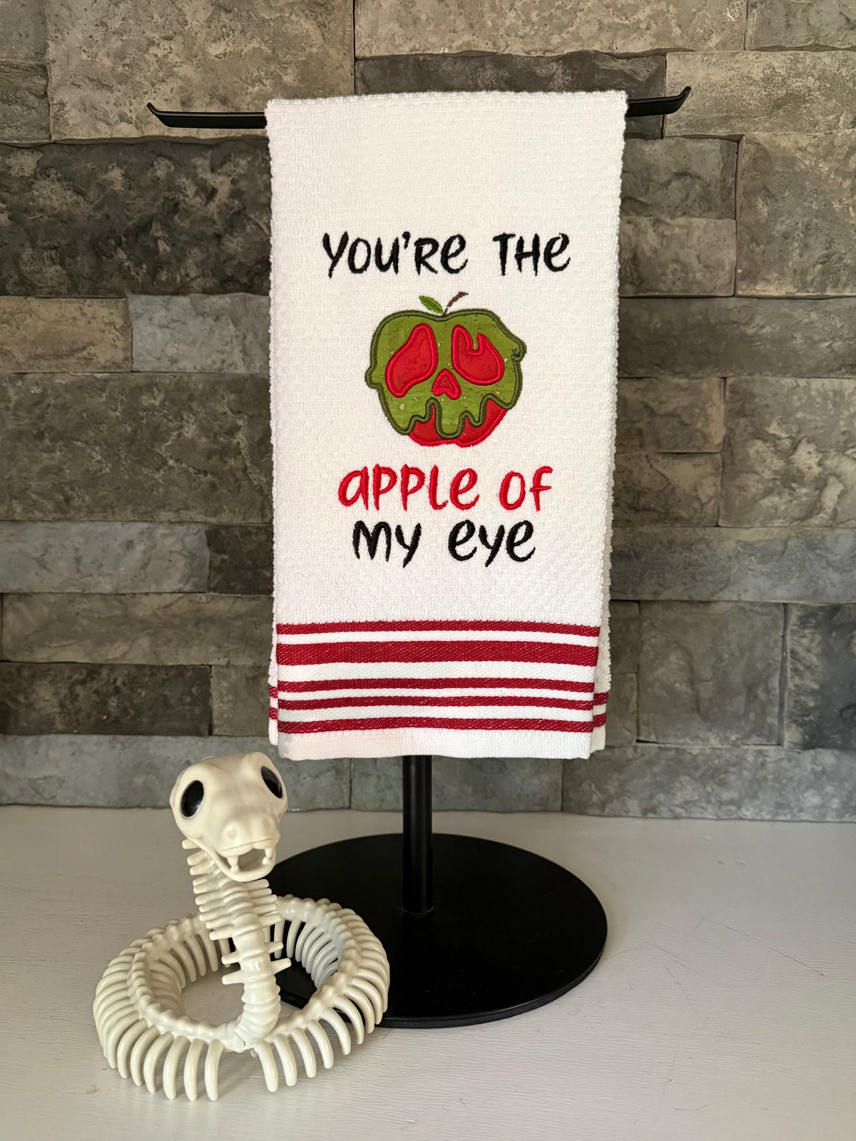 You’re the Apple of my Eye embroidered hand towel