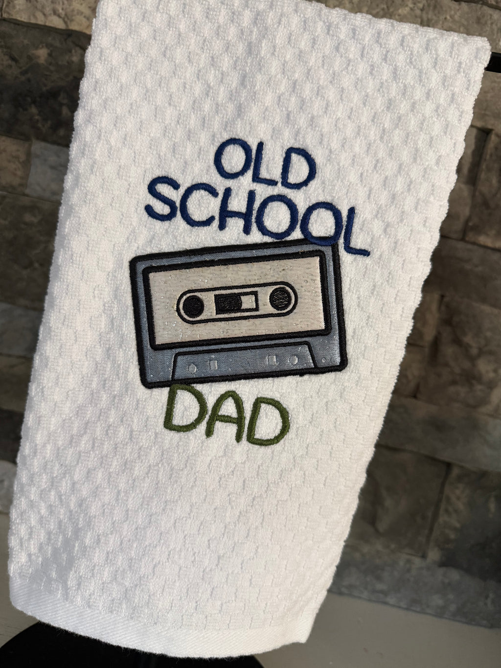 Old School Dad - Cassette Tape - Embroidered Towel