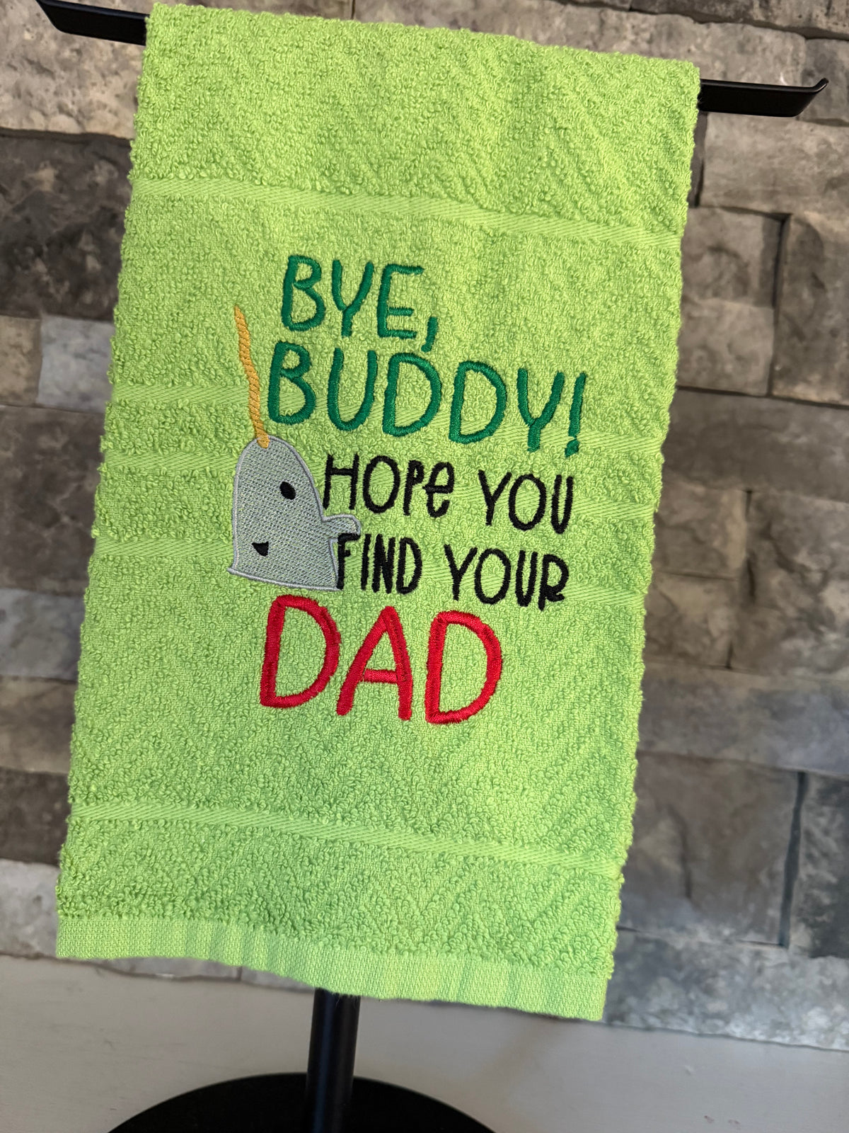 Bye, Buddy Narwhal Embroidered Towel