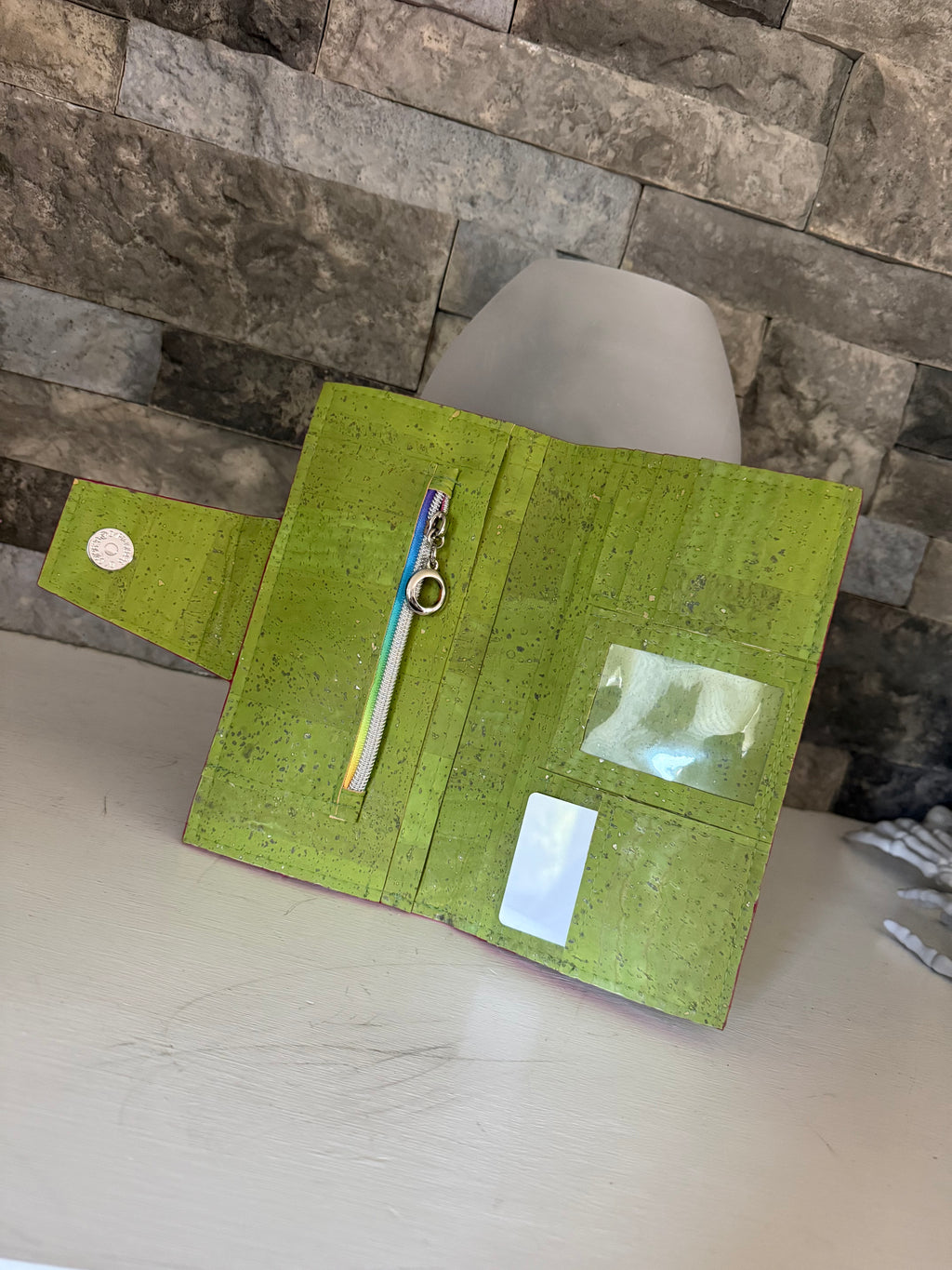 Lime Green Cork Clarity Wallet