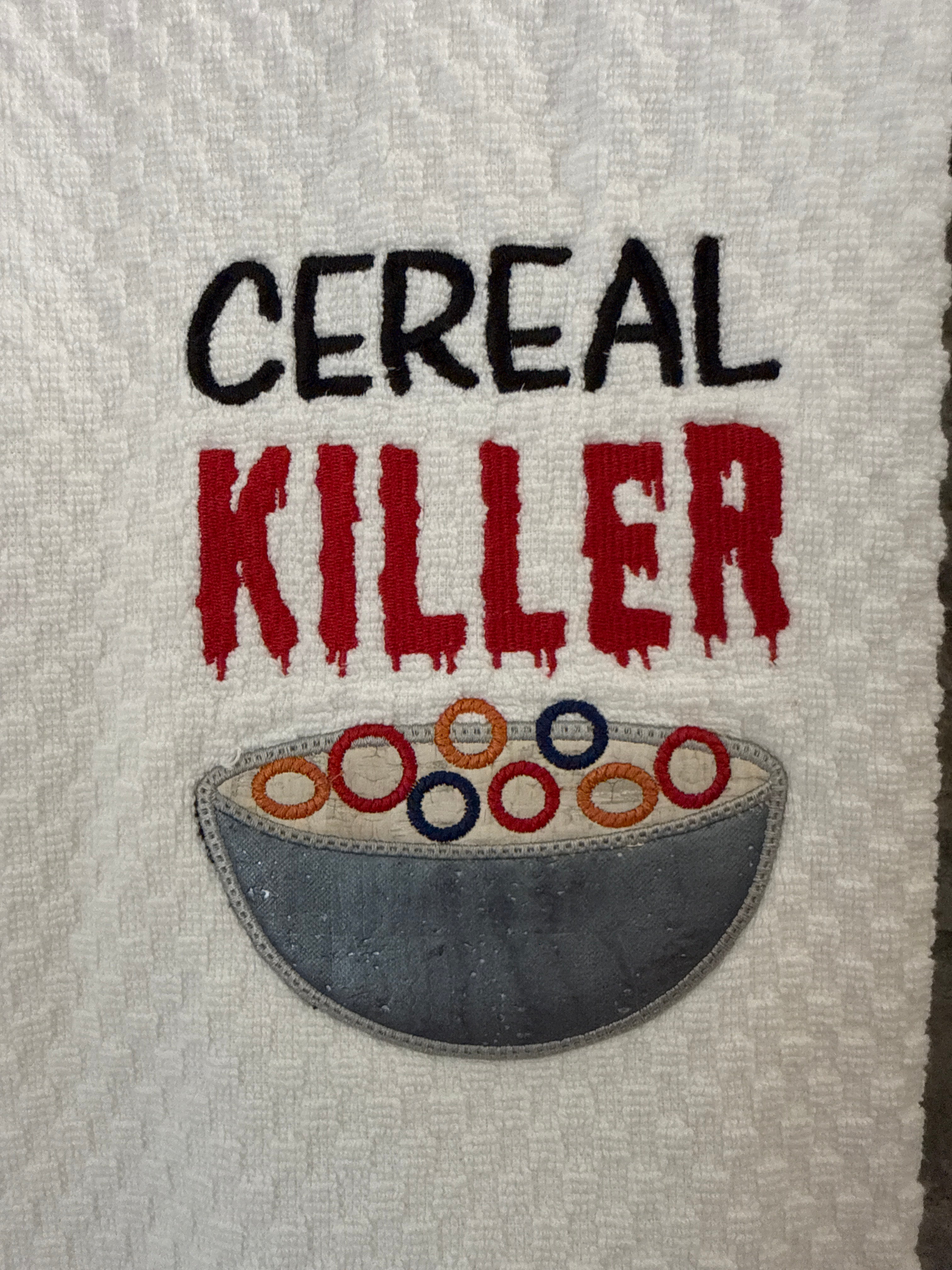 Cereal Killer Embroidered Towel