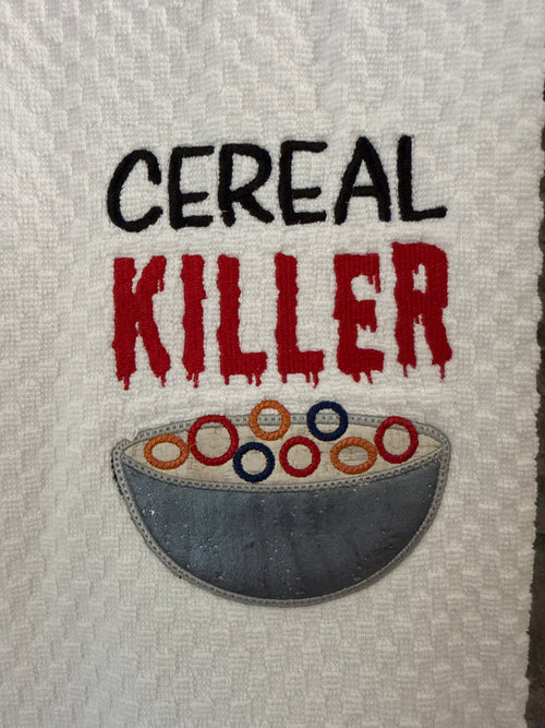 Cereal Killer Embroidered Towel