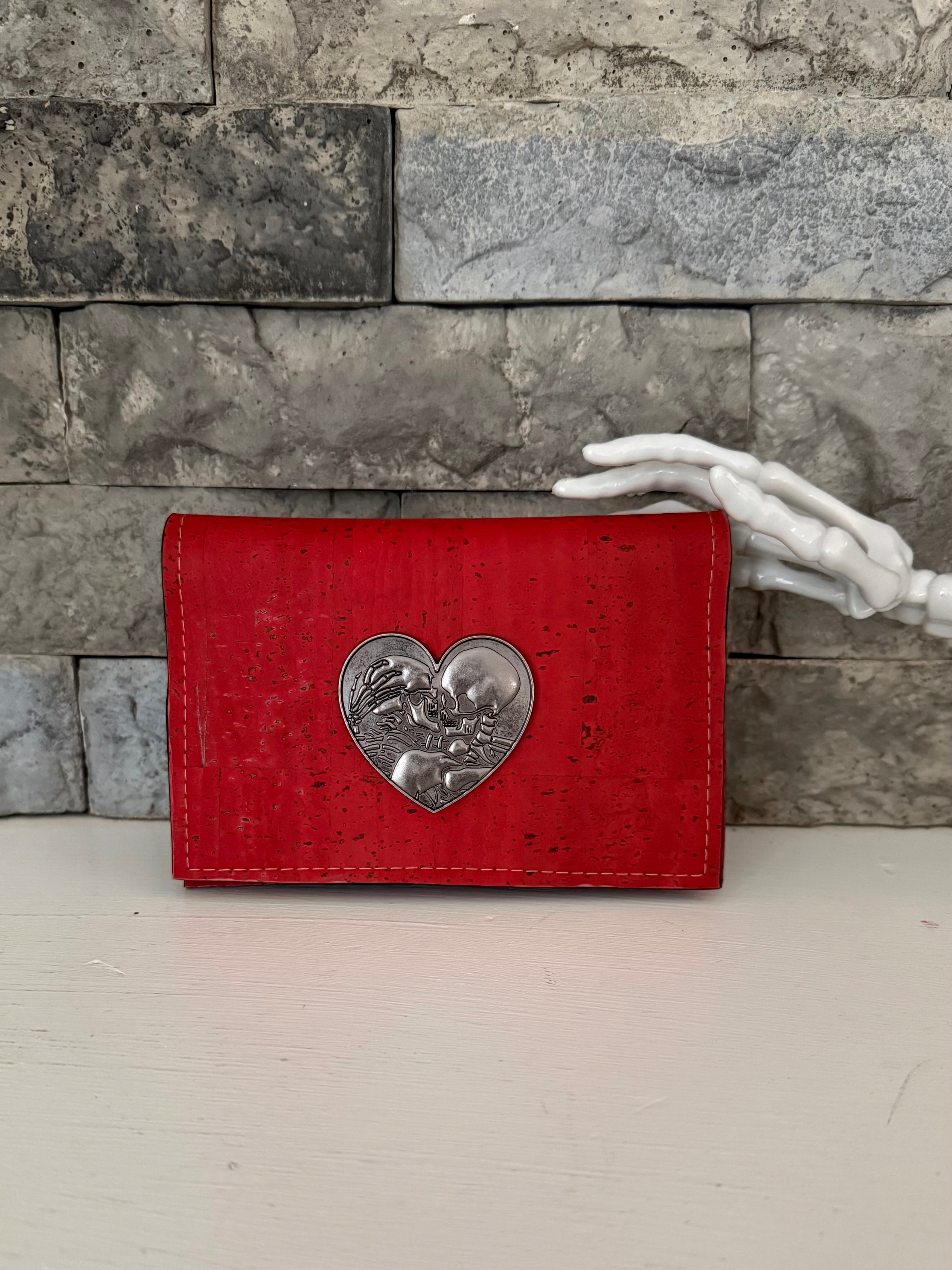 Tomato Red Discovery Cork Wallet with Skeleton Front Embellishment