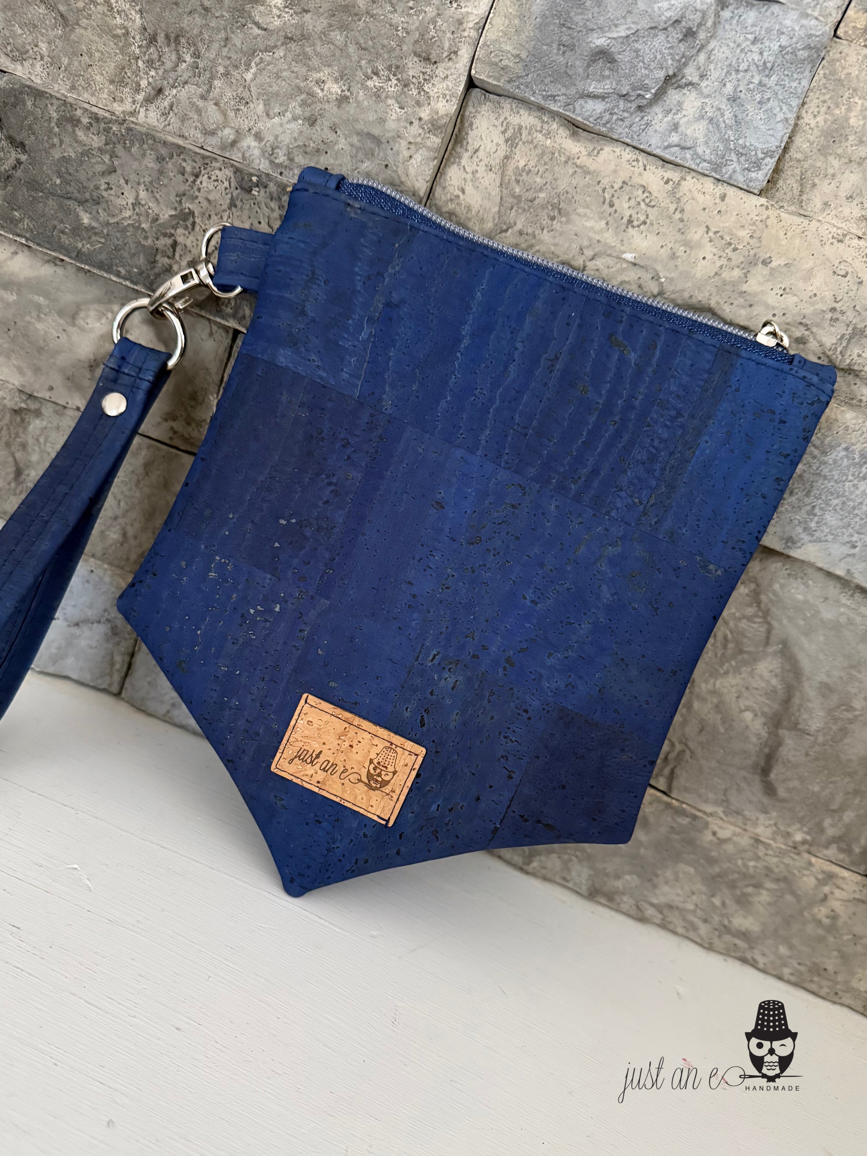Presentation Pin Pouch - Denim Blue Cork Clear-Front Bag