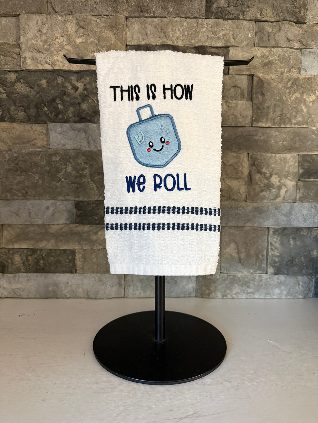 This is How We Roll Dreidel Embroidered Towel