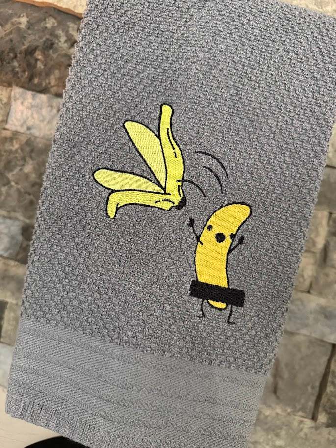 No Shame Banana Embroidered Towel