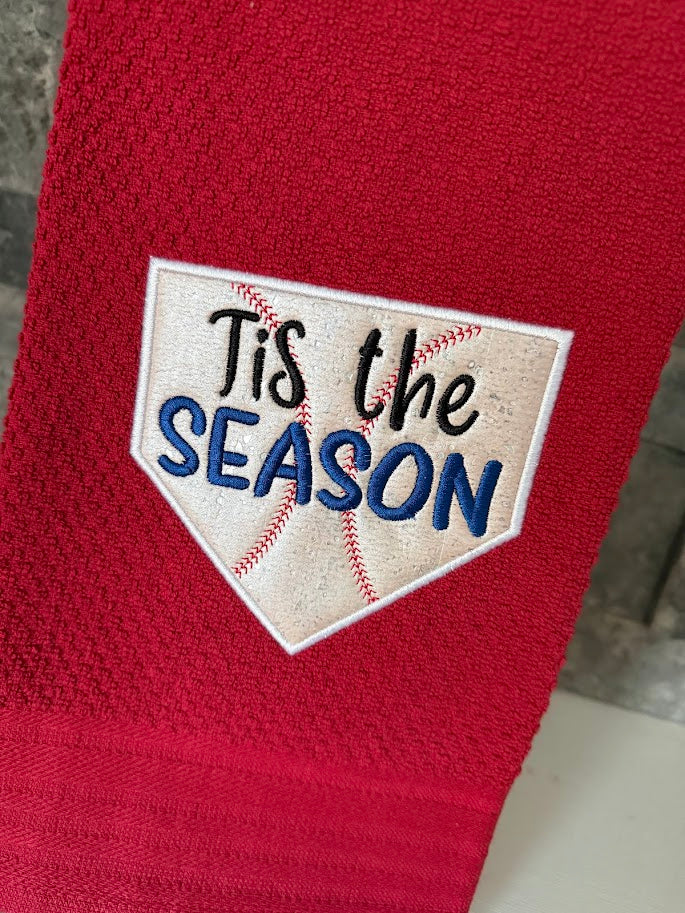 Tis the Season - Baseball - Embroidered Towel