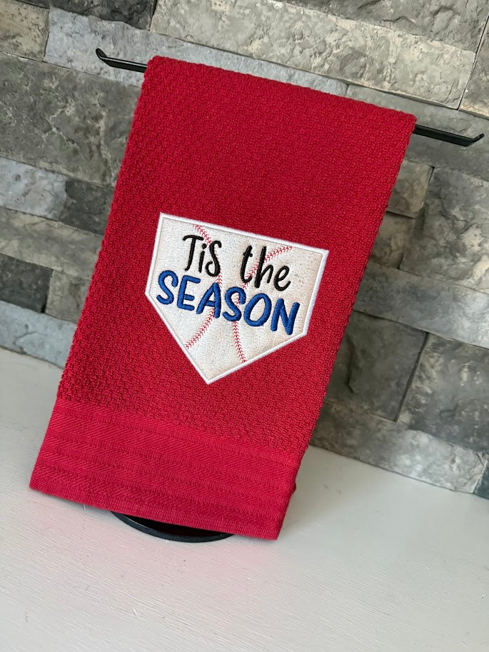 Tis the Season - Baseball - Embroidered Towel