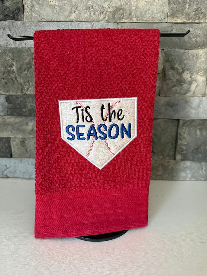 Tis the Season - Baseball - Embroidered Towel