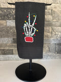 Peace Skeleton Hand with Christmas Lights Embroidered Towel