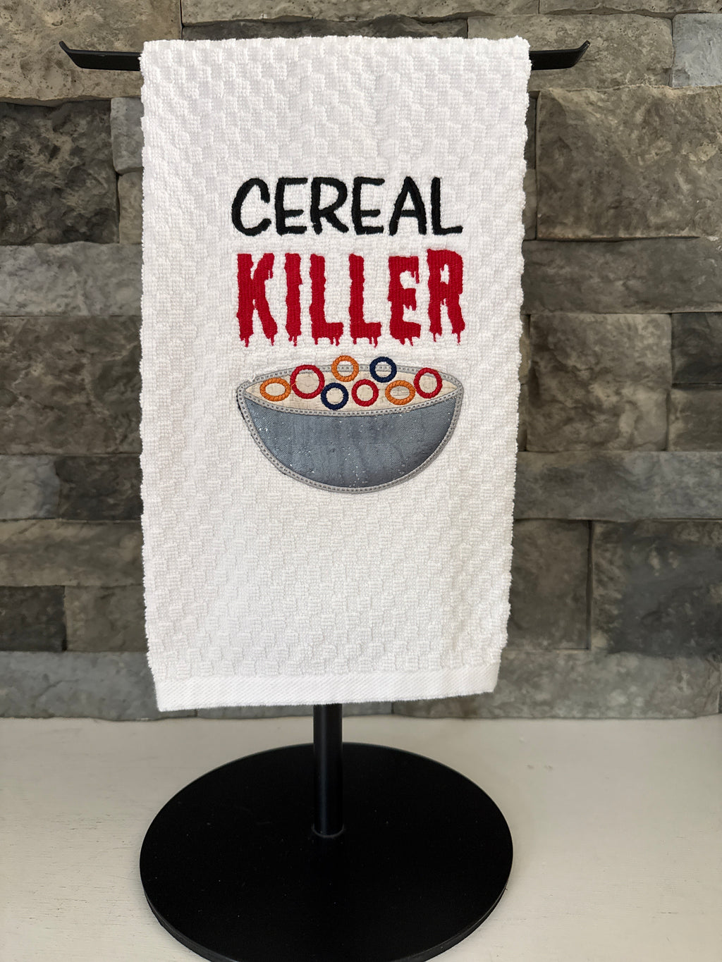 Cereal Killer Embroidered Towel